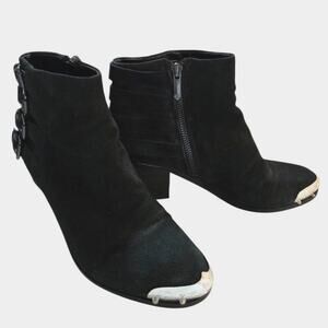 Sam Edelman Customized Luuca Suede Leather Western Moto Booties Sz 7.5 Wide